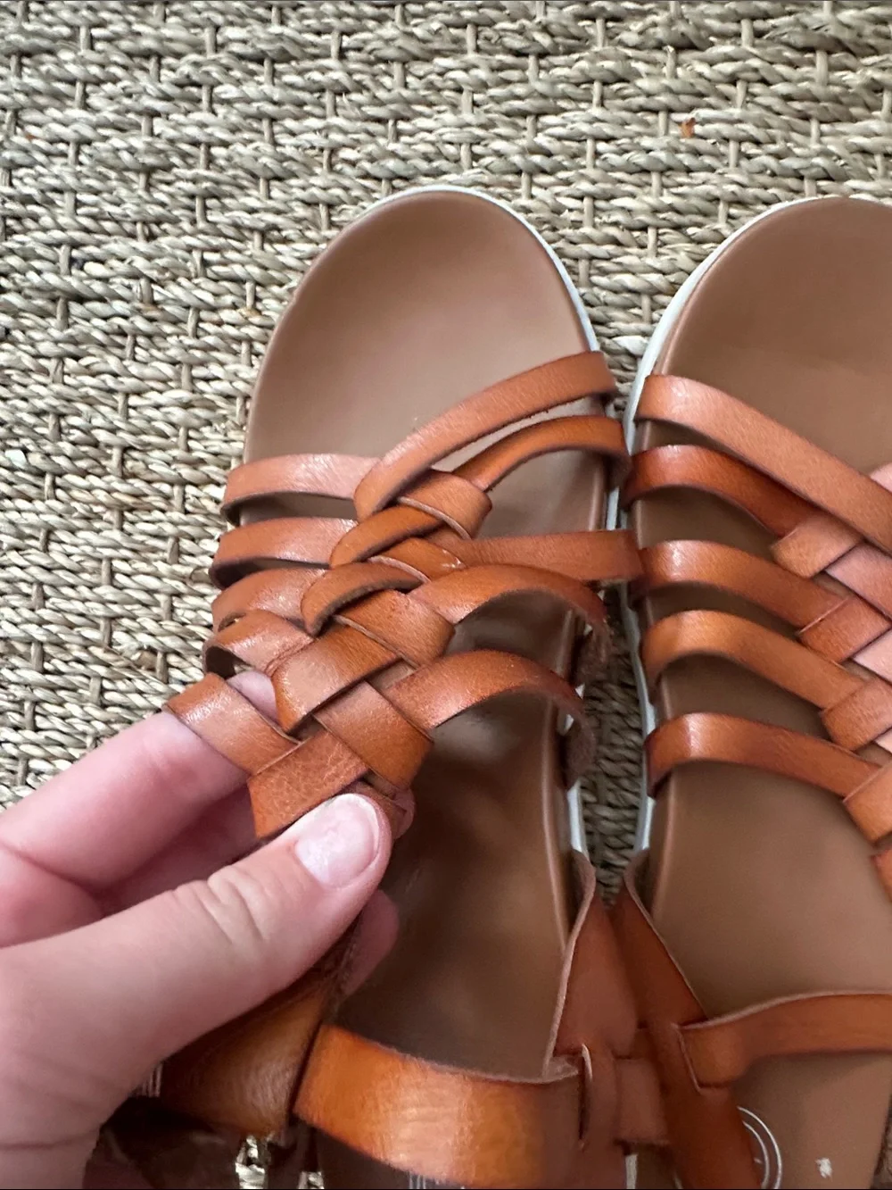 wonder nation Tan Brown Braided Strappy Sandals